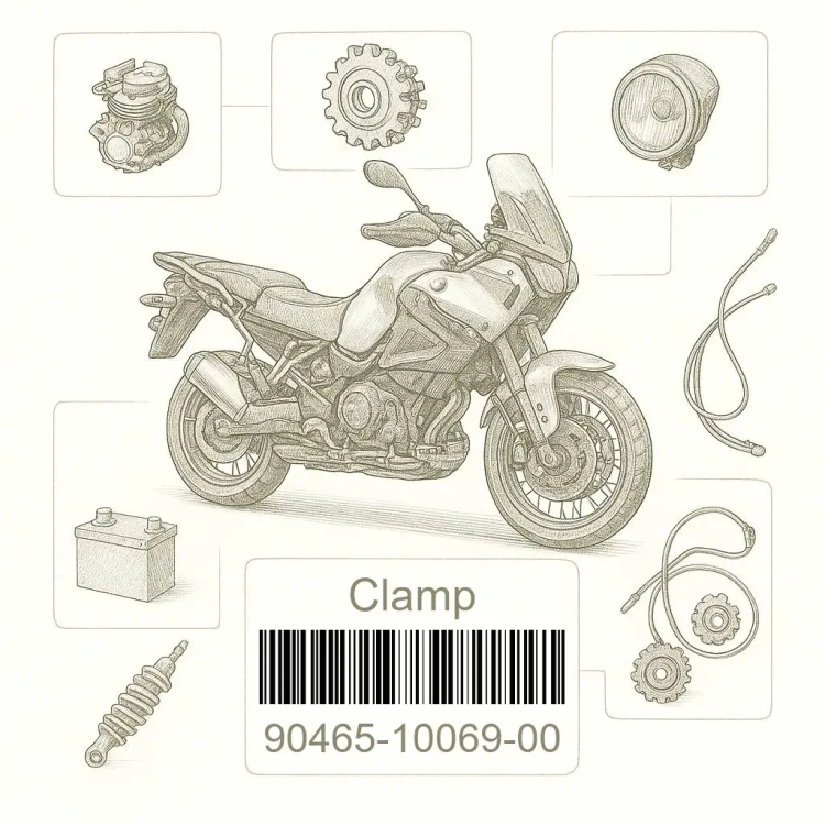 90465-10069-00 Clamp, Yamaha Номер детали 90465-10069-00, 904651006900, 90465-10069, 9046510069, 90465 10069