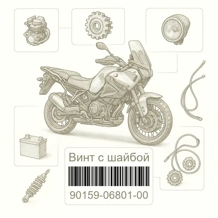 90159-06801-00 Винт с шайбой, Yamaha Номер детали 90159-06801-00, 901590680100, 90159-06801, 9015906801, 90159 06801