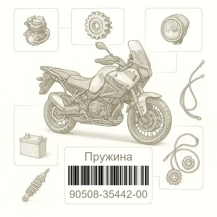 90508-35442-00 Пружина, Yamaha Номер детали 90508-35442-00, 905083544200, 90508-35442, 9050835442, 90508 35442