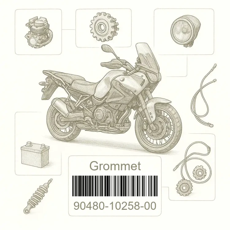 90480-10258-00 Grommet, Yamaha Номер детали 90480-10258-00, 904801025800, 90480-10258, 9048010258, 90480 10258