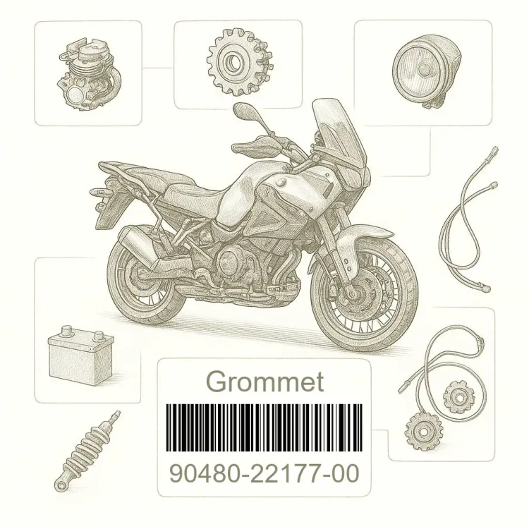 90480-22177-00 Grommet, Yamaha Номер детали 90480-22177-00, 904802217700, 90480-22177, 9048022177, 90480 22177