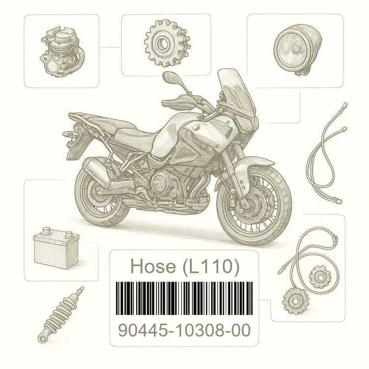 90445-10308-00 Hose (L110), Yamaha Номер детали 90445-10308-00, 904451030800, 90445-10308, 9044510308, 90445 10308