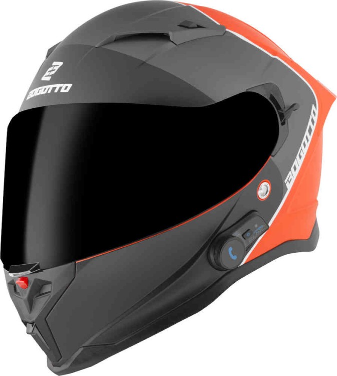 Мотошлем интеграл Bogotto H153 BT SPN Bluetooth Черный матовый/Оранжевый BGT-05-MH-075-18-XS