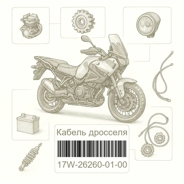 17W-26260-01-00 Кабель дросселя, Yamaha Номер детали 17W-26260-01-00, 17W262600100, 17W-26260-01, 17W2626001, 17W 26260 01