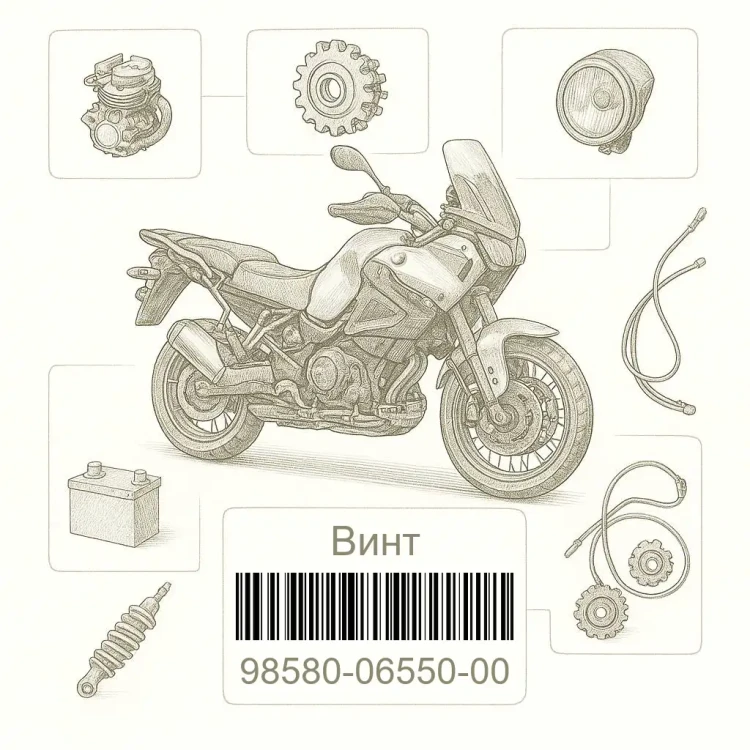 98580-06550-00 Винт, Yamaha Номер детали 98580-06550-00, 985800655000, 98580-06550, 9858006550, 98580 06550