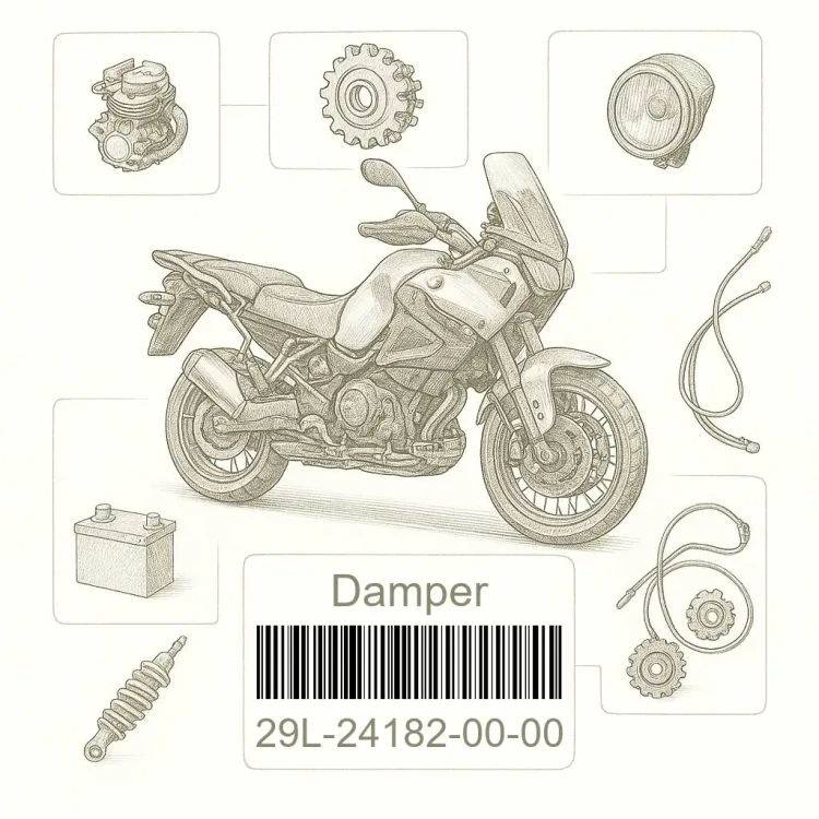 29L-24182-00-00 Damper, Locating 2, Yamaha Номер детали 29L-24182-00-00, 29L241820000, 29L-24182-00, 29L2418200, 29L 24182 00