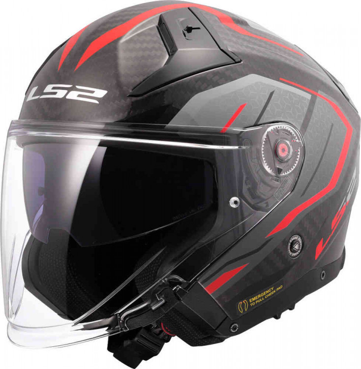 Мотошлем открытый LS2 OF603 Infinity II Carbon Urus карбон/красный 366035432XS