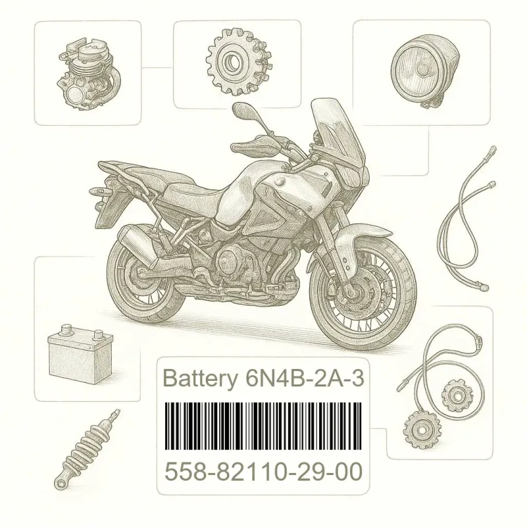 558-82110-29-00 Battery 6N4B-2A-3, Yamaha Номер детали 558-82110-29-00, 558821102900, 558-82110-29, 5588211029, 558 82110 29
