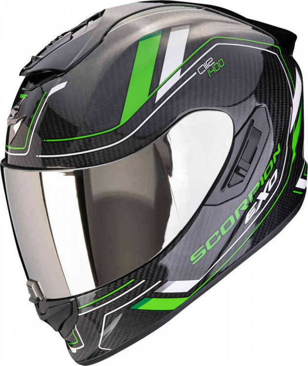 Мотошлем интеграл Scorpion Exo-1400 Evo 2 Carbon Air Mirage Черный/Зеленый 140-440-69-06
