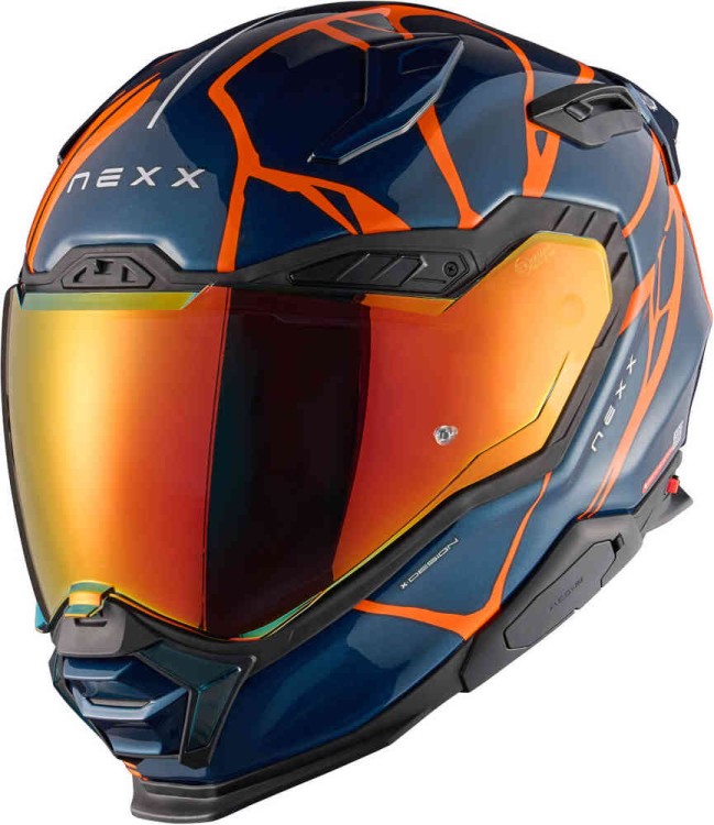 Мотошлем интеграл Nexx X.WST 3 B-Side Blue Teal матовый тёмно-синий-оранжевый