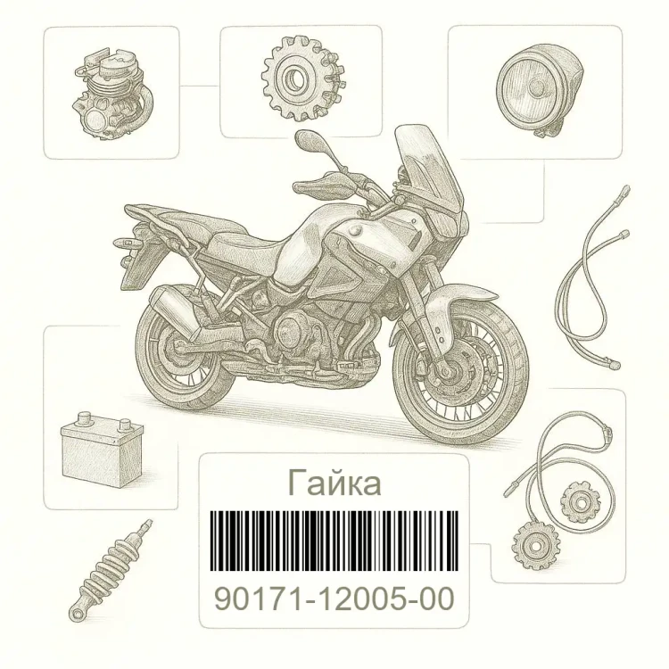 90171-12005-00 Гайка, Yamaha Номер детали 90171-12005-00, 901711200500, 90171-12005, 9017112005, 90171 12005