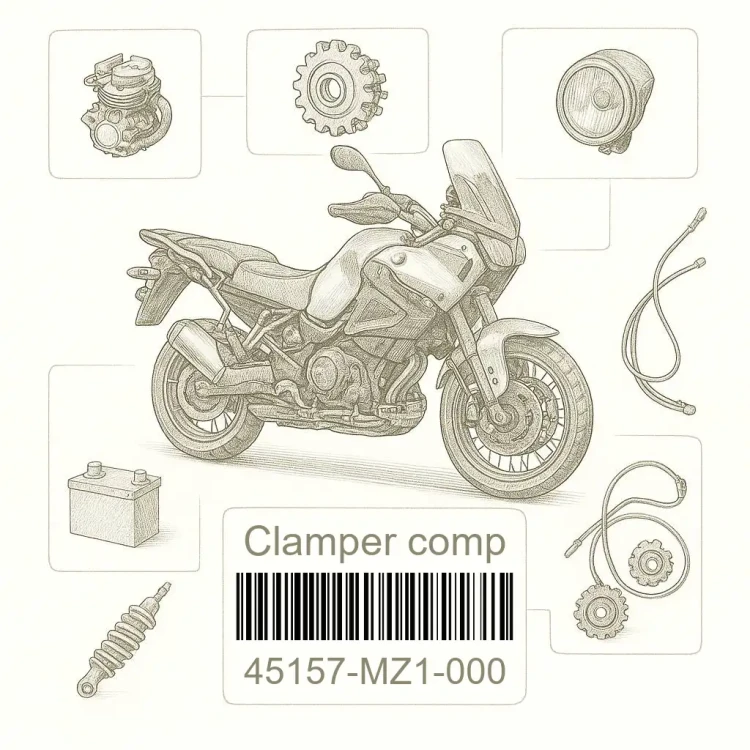 45157-MZ1-000 Clamper comp,l fr, Honda Номер детали 45157-MZ1-000, 45157MZ1000, 45157-MZ1, 45157MZ1, 45157 MZ1