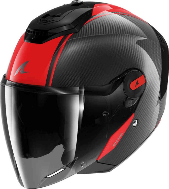 Мотошлем открытый Shark RS Jet Carbon Skin Черный/Красный HE8200E-DRD-S