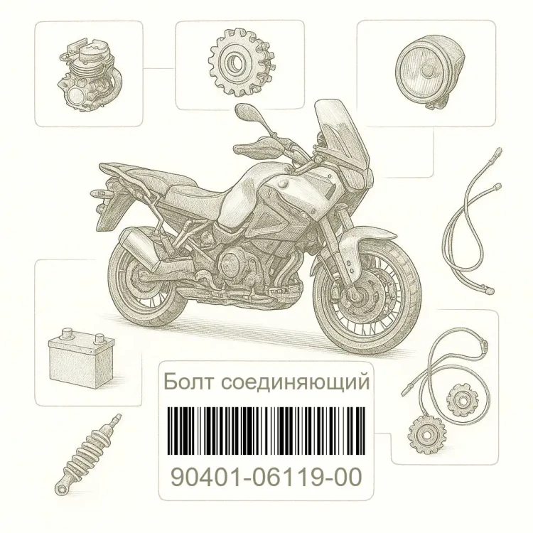 90401-06119-00 Болт соединяющий, Yamaha Номер детали 90401-06119-00, 904010611900, 90401-06119, 9040106119, 90401 06119