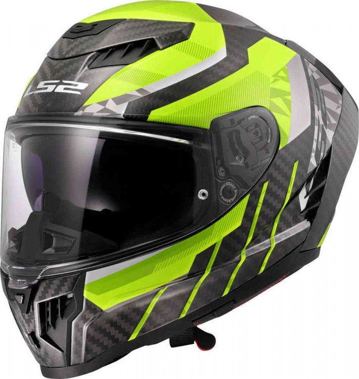 Мотошлем интеграл LS2 FF807 Dragon Trax Carbon углерод/неоново-жёлтый 168075254XS