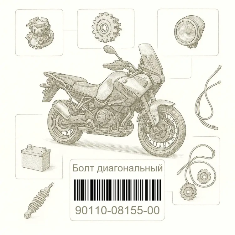 90110-08155-00 Болт диагональный, Yamaha Номер детали 90110-08155-00, 901100815500, 90110-08155, 9011008155, 90110 08155
