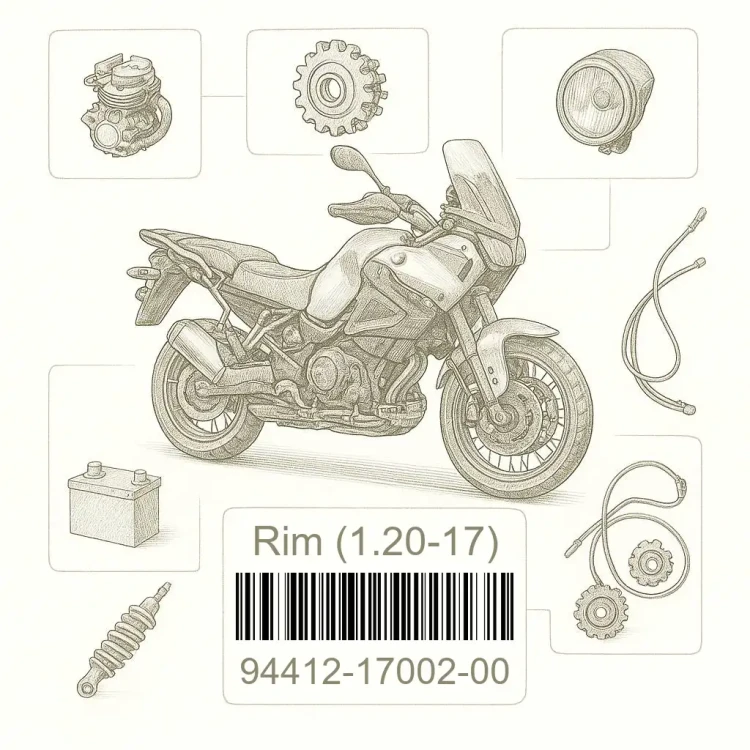 94412-17002-00 Rim (1.20-17), Yamaha Номер детали 94412-17002-00, 944121700200, 94412-17002, 9441217002, 94412 17002