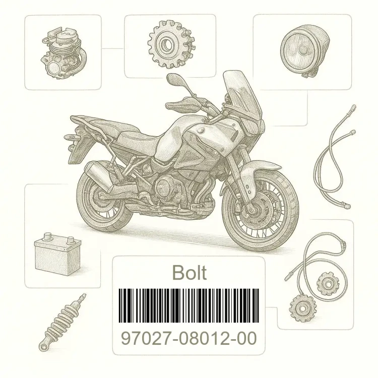 97027-08012-00 Bolt, Yamaha Номер детали 97027-08012-00, 970270801200, 97027-08012, 9702708012, 97027 08012