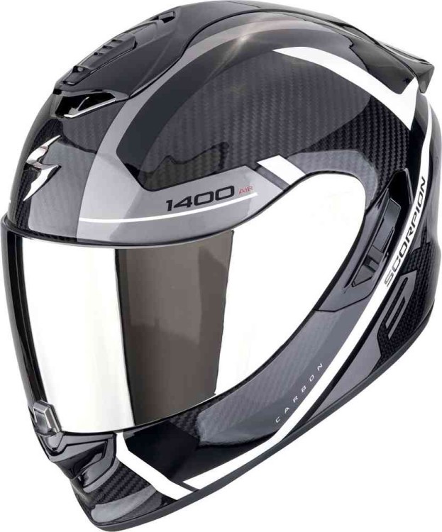 Мотошлем интеграл Scorpion EXO-1400 Evo II Carbon Air Enko Черный/Белый/Серебристый 140-484-332-02