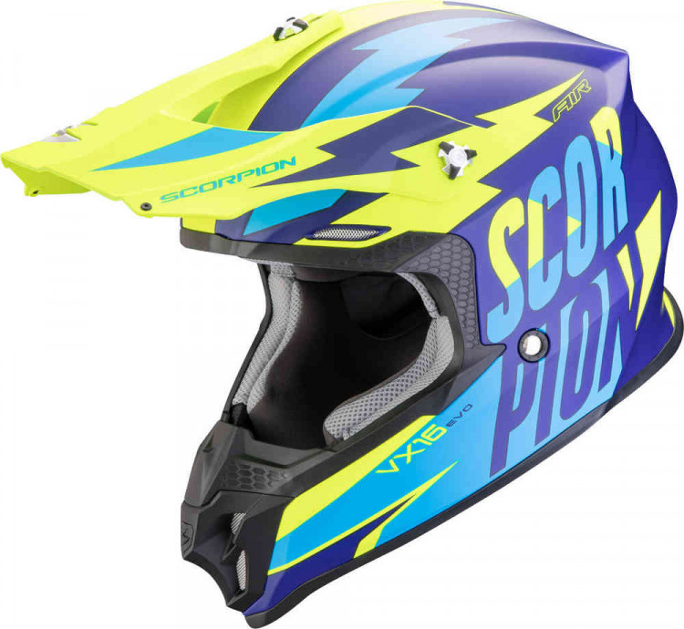 Мотошлем для мотокросса и эндуро Scorpion VX-16 Evo Air Slanter Motocross Синий/Желтый 146-431-220-02
