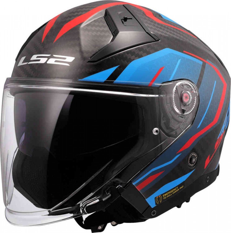 Мотошлем открытый LS2 OF603 Infinity II Carbon Urus углерод/синий/красный 366035426XS