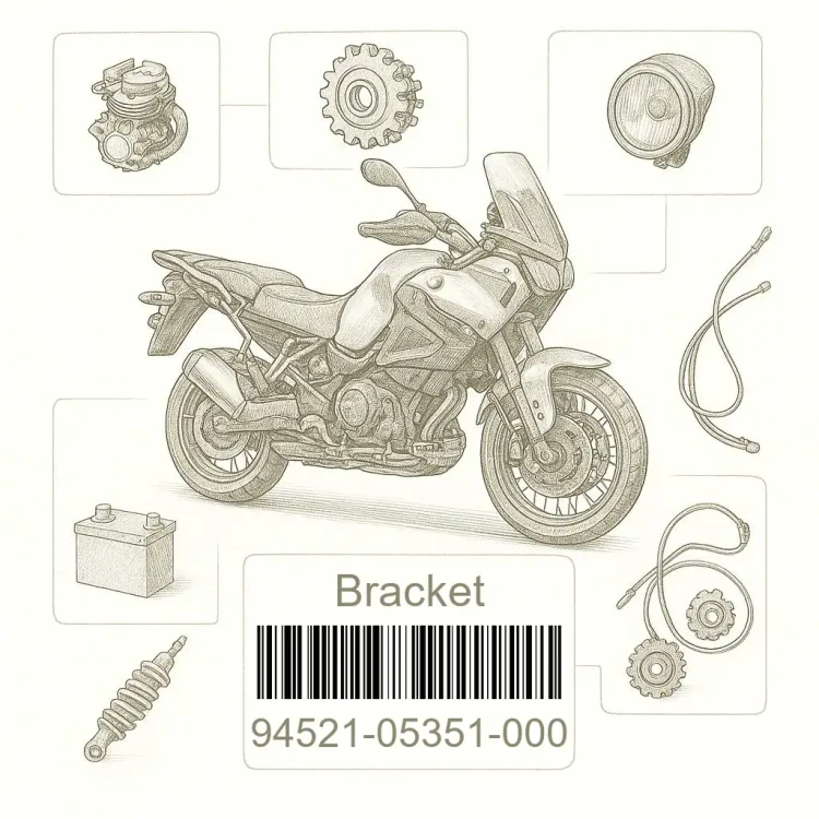 94521-05351-000 Bracket, fitting rh (l:19), Suzuki Номер детали 94521-05351-000, 9452105351000, 94521-05351, 9452105351, 94521 05351
