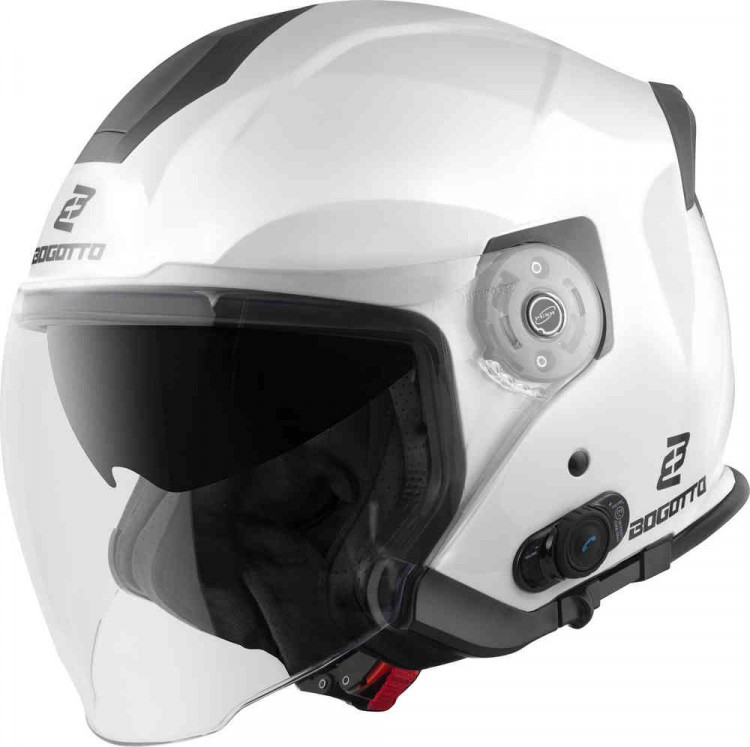 Мотошлем открытый Bogotto H586 BT Solid Bluetooth Белый BGT-05-MH-089-20-S
