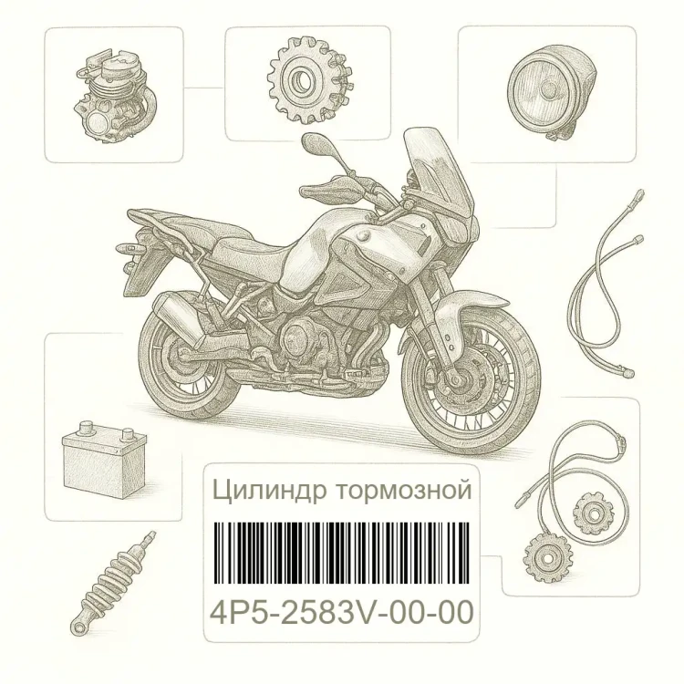 4P5-2583V-00-00 Цилиндр тормозной, Yamaha Номер детали 4P5-2583V-00-00, 4P52583V0000, 4P5-2583V-00, 4P52583V00, 4P5 2583V 00