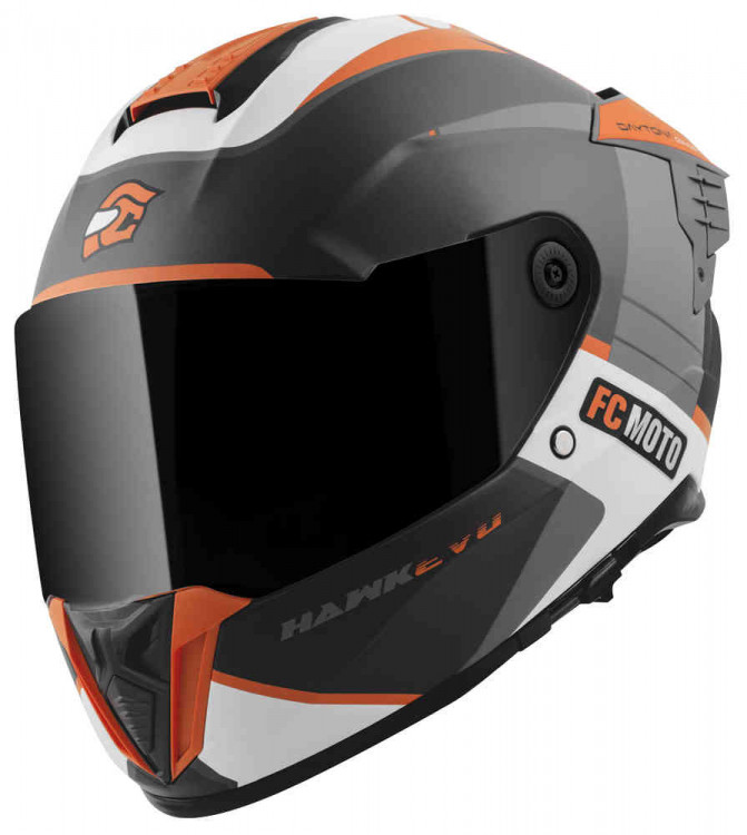 Мотошлем интеграл FC-Moto Hawk EVO-X Черный матовый/белый/оранжевый FCM-17-MH-008-182-XS