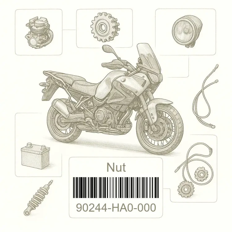 90244-HA0-000 Nut, lock (60mm), Honda Номер детали 90244-HA0-000, 90244HA0000, 90244-HA0, 90244HA0, 90244 HA0