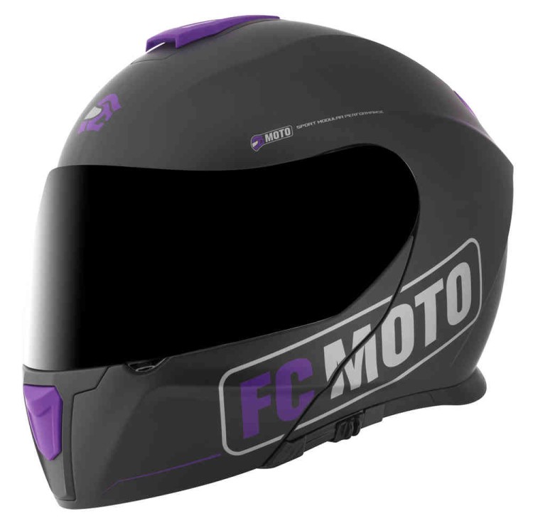 Мотошлем модуляр FC-Moto Novo Straight Черный/Пурпурный FCM-17-MH-005-113-M