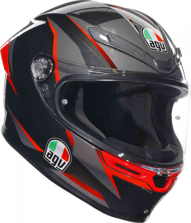 Мотошлем интеграл AGV K-6 S Slashcut Черный/Серый/Красный 18395001-014-XXL