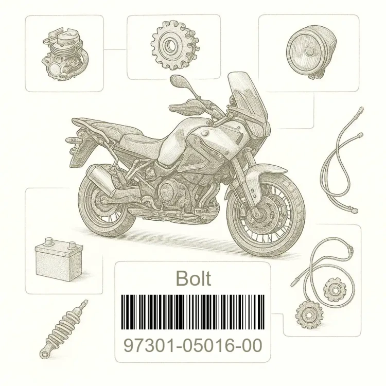97301-05016-00 Bolt, Hexagon, Yamaha Номер детали 97301-05016-00, 973010501600, 97301-05016, 9730105016, 97301 05016