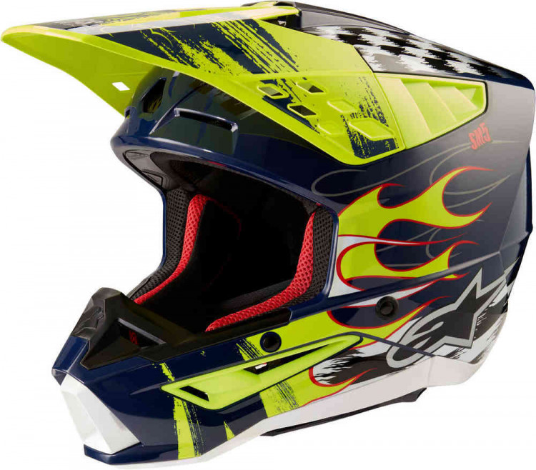 Мотошлем для мотокросса и эндуро Alpinestars S-M5 Rash Синий/Желтый 8307023-7455-S