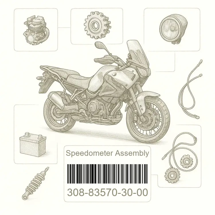 308-83570-30-00 Speedometer Assembly, Yamaha Номер детали 308-83570-30-00, 308835703000, 308-83570-30, 3088357030, 308 83570 30