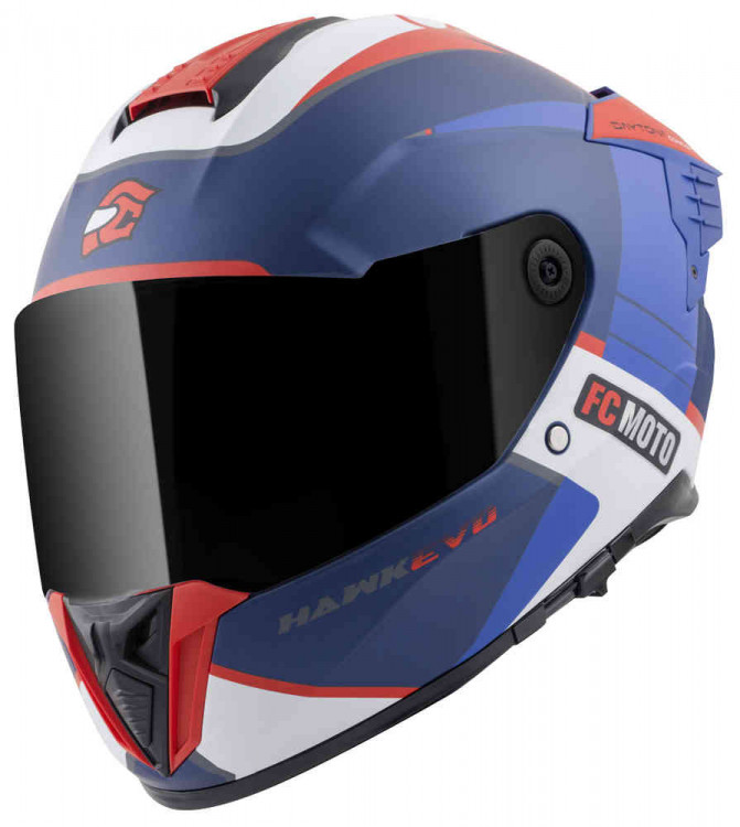Мотошлем интеграл FC-Moto Hawk EVO-X Чёрный Матовый/Красный/Синий/Белый FCM-17-MH-008-1342-XS