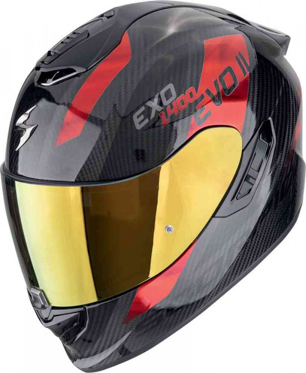 Мотошлем интеграл Scorpion EXO-1400 Evo II Carbon Air Platted Черный/Красный 140-483-24-02