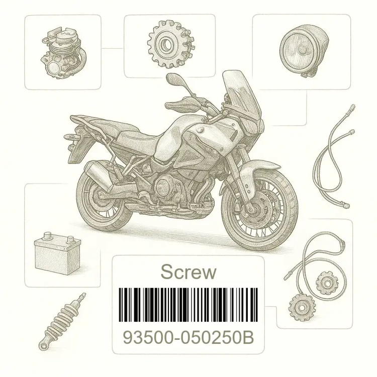 93500-050250B Screw, pan, 5x25, Honda Номер детали 93500-050250B, 93500050250B
