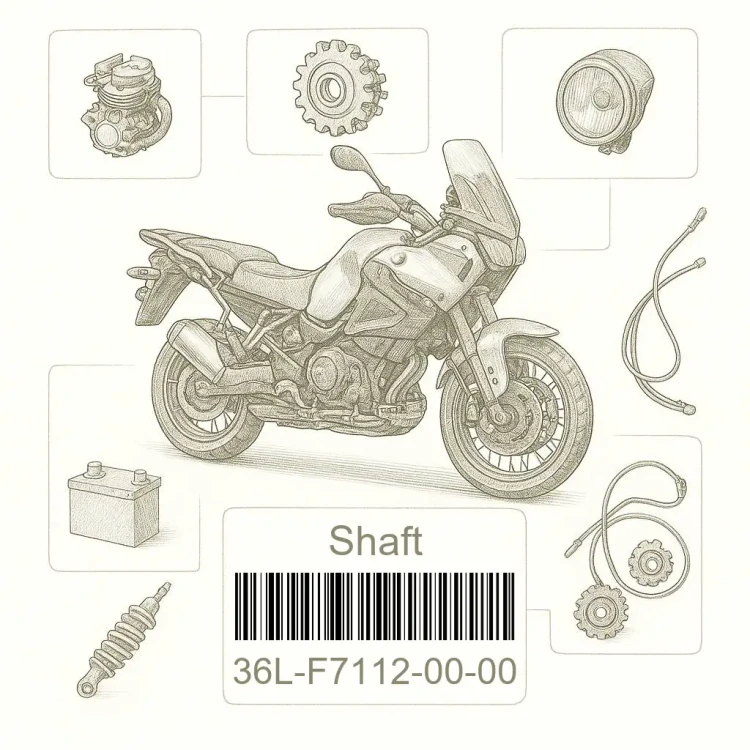 36L-F7112-00-00 Shaft, Main Stand, Yamaha Номер детали 36L-F7112-00-00, 36LF71120000, 36L-F7112-00, 36LF711200, 36L F7112 00