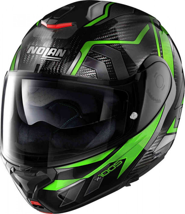 Мотошлем модуляр Nolan X-1005 Ultra Carbon Sandglas N-Com Черный/Зеленый U150006720512