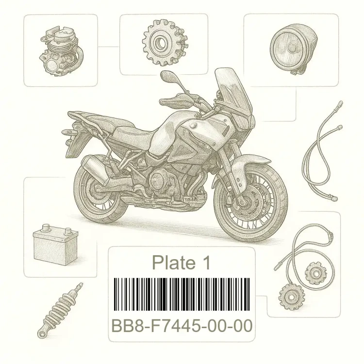 BB8-F7445-00-00 Plate 1, Yamaha Номер детали BB8-F7445-00-00, BB8F74450000, BB8-F7445-00, BB8F744500, BB8 F7445 00