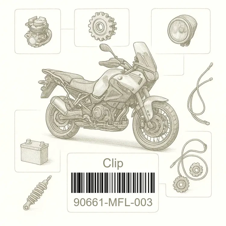 90661-MFL-003 Clip, tube (13.3), Honda Номер детали 90661-MFL-003, 90661MFL003