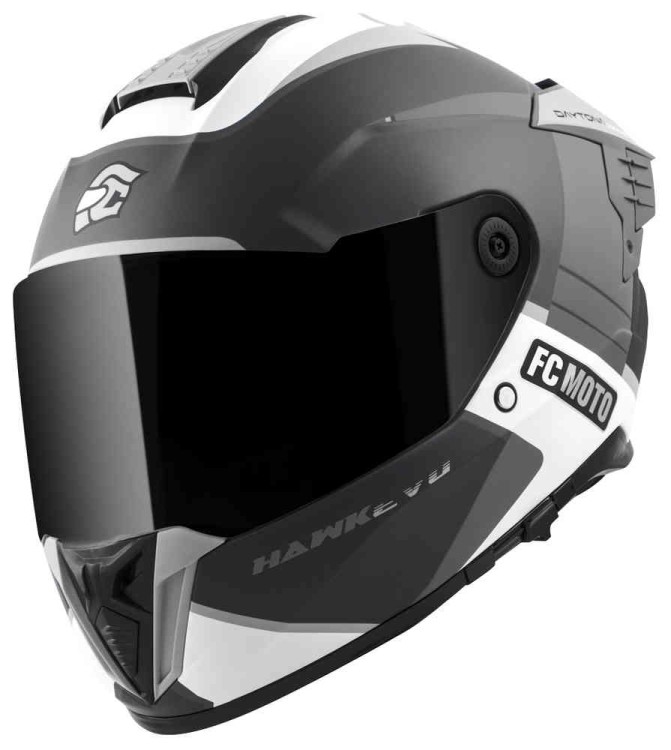 Мотошлем интеграл FC-Moto Hawk EVO-X Черный Матовый/Серый/Белый FCM-17-MH-008-152-XS
