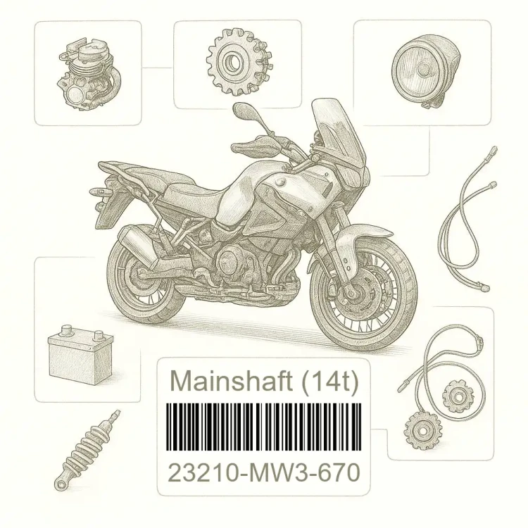 23210-MW3-670 Mainshaft (14t), Honda Номер детали 23210-MW3-670, 23210MW3670