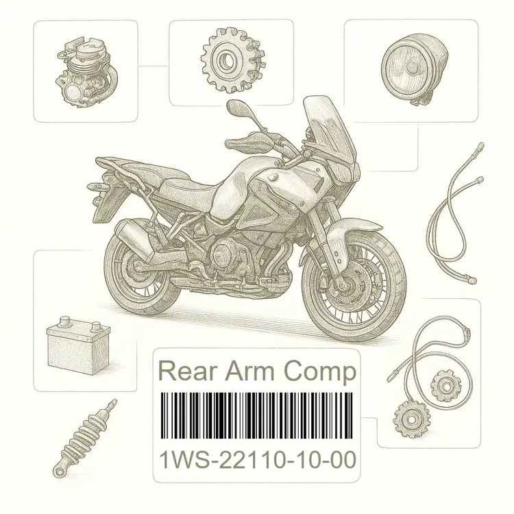 1WS-22110-10-00 Rear Arm Comp, Yamaha Номер детали 1WS-22110-10-00, 1WS221101000, 1WS-22110-10, 1WS2211010, 1WS 22110 10