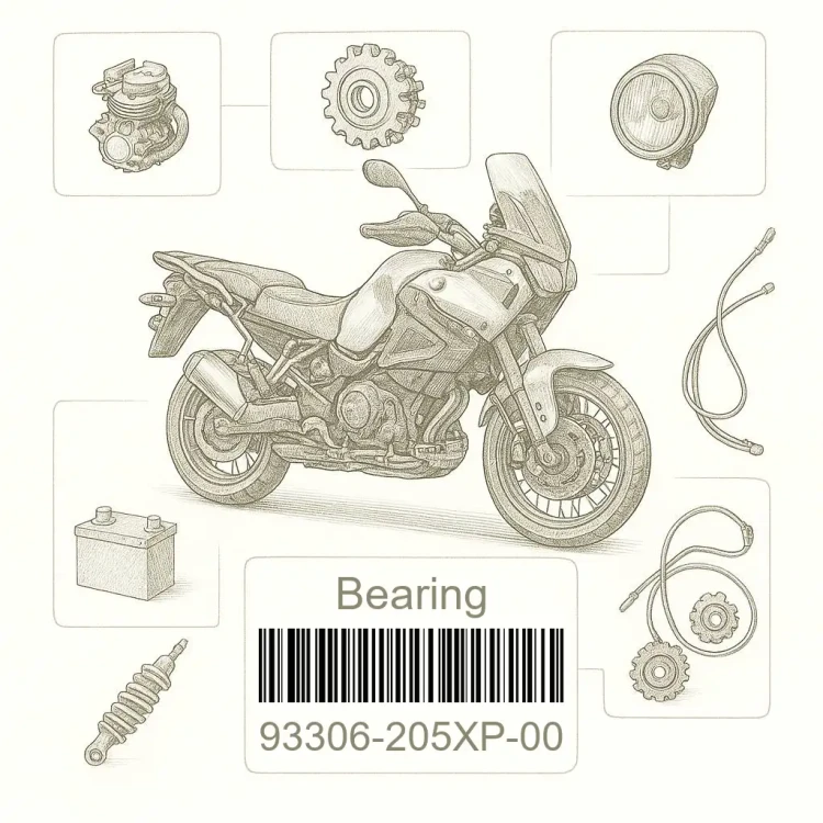 93306-205XP-00 Bearing, Yamaha Номер детали 93306-205XP-00, 93306205XP00, 93306-205XP, 93306205XP, 93306 205XP