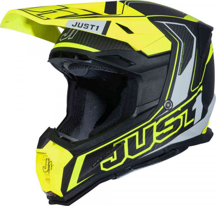 Мотошлем для мотокросса и эндуро Just1 J22 Carbon Fluo 2.0 Желтый/Черный 606001029400502