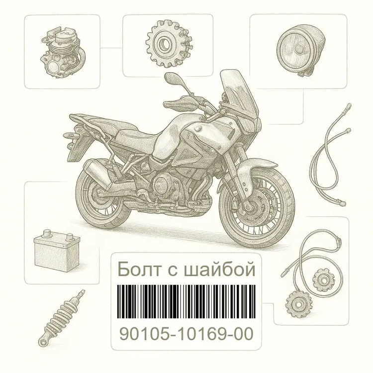 90105-10169-00 Болт с шайбой, Yamaha Номер детали 90105-10169-00, 901051016900, 90105-10169, 9010510169, 90105 10169