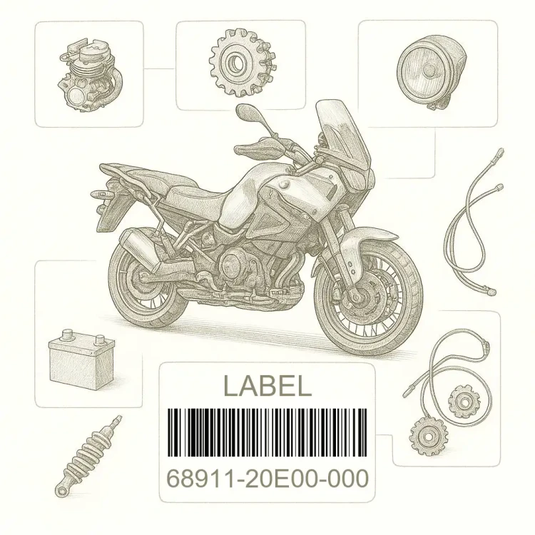 68911-20E00-000 LABEL,TIRE INFORMATION, Suzuki Номер детали 68911-20E00-000, 6891120E00000, 68911-20E00, 6891120E00, 68911 20E00