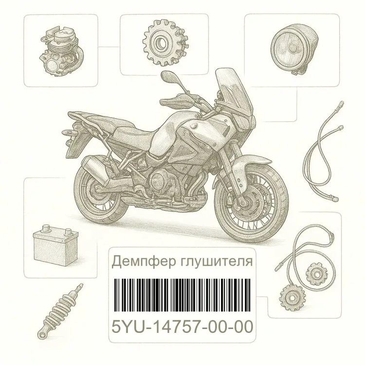 5YU-14757-00-00 Демпфер глушителя, Yamaha Номер детали 5YU-14757-00-00, 5YU147570000, 5YU-14757-00, 5YU1475700, 5YU 14757 00